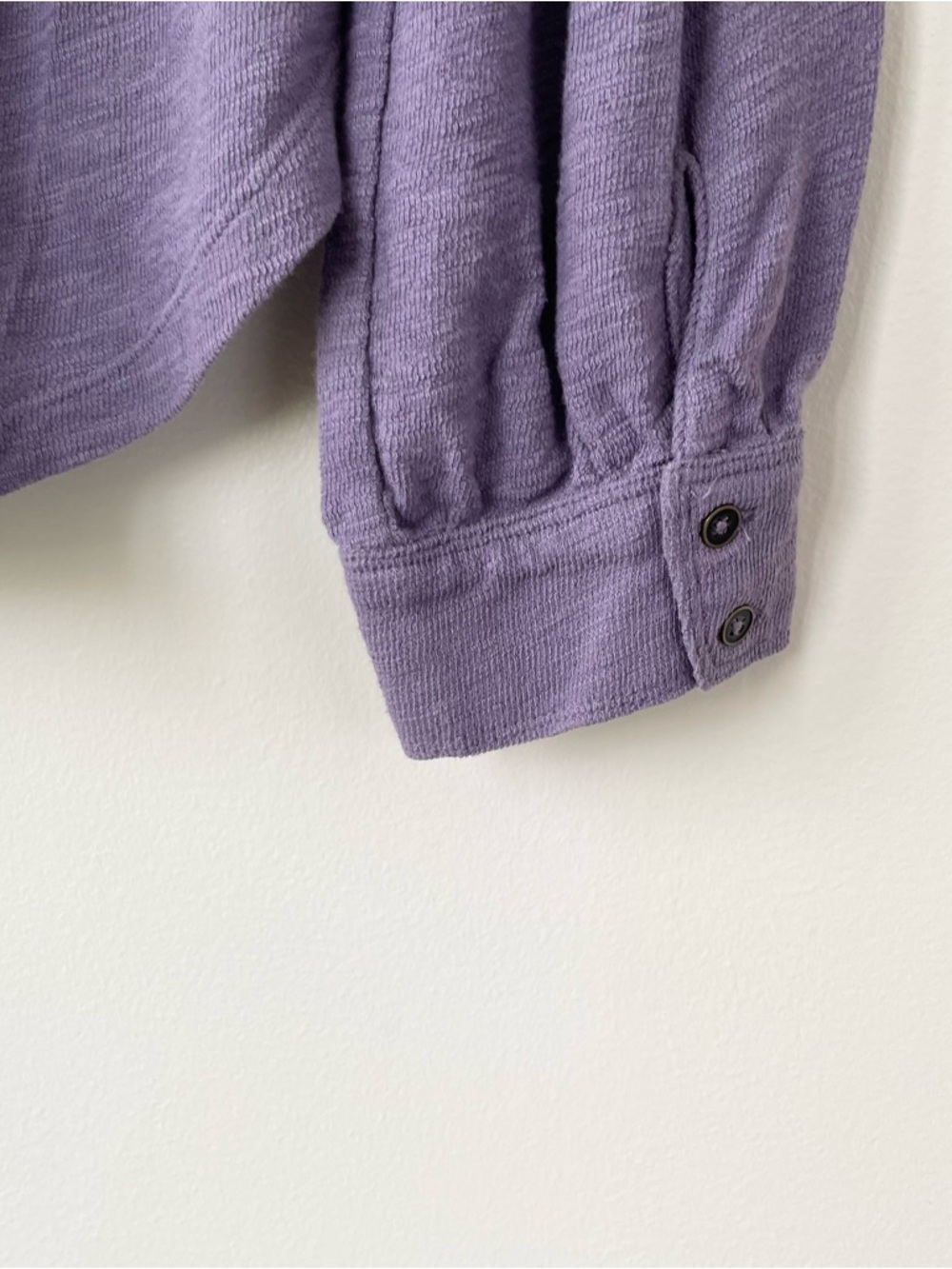 Anthropologie Pilcro Ruffled Henley Top S Small Purple Knit Popover Long Sleeve - Picture 8 of 11